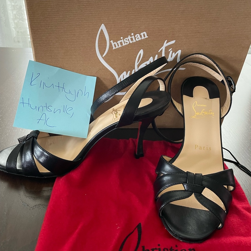 Christian Louboutin Trezuma 85 red bottom heels.